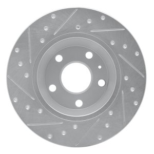 Audi TT Brake Rotor (1) - Rear Right - R1 Concepts - Drilled & Slotted - Silver - `08-`15